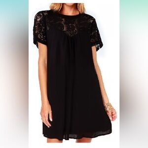 vanberfia Women's Lace Loose Casual Chiffon Dress